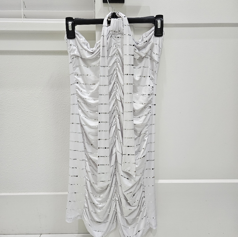 Body Central White Dress with silver accents